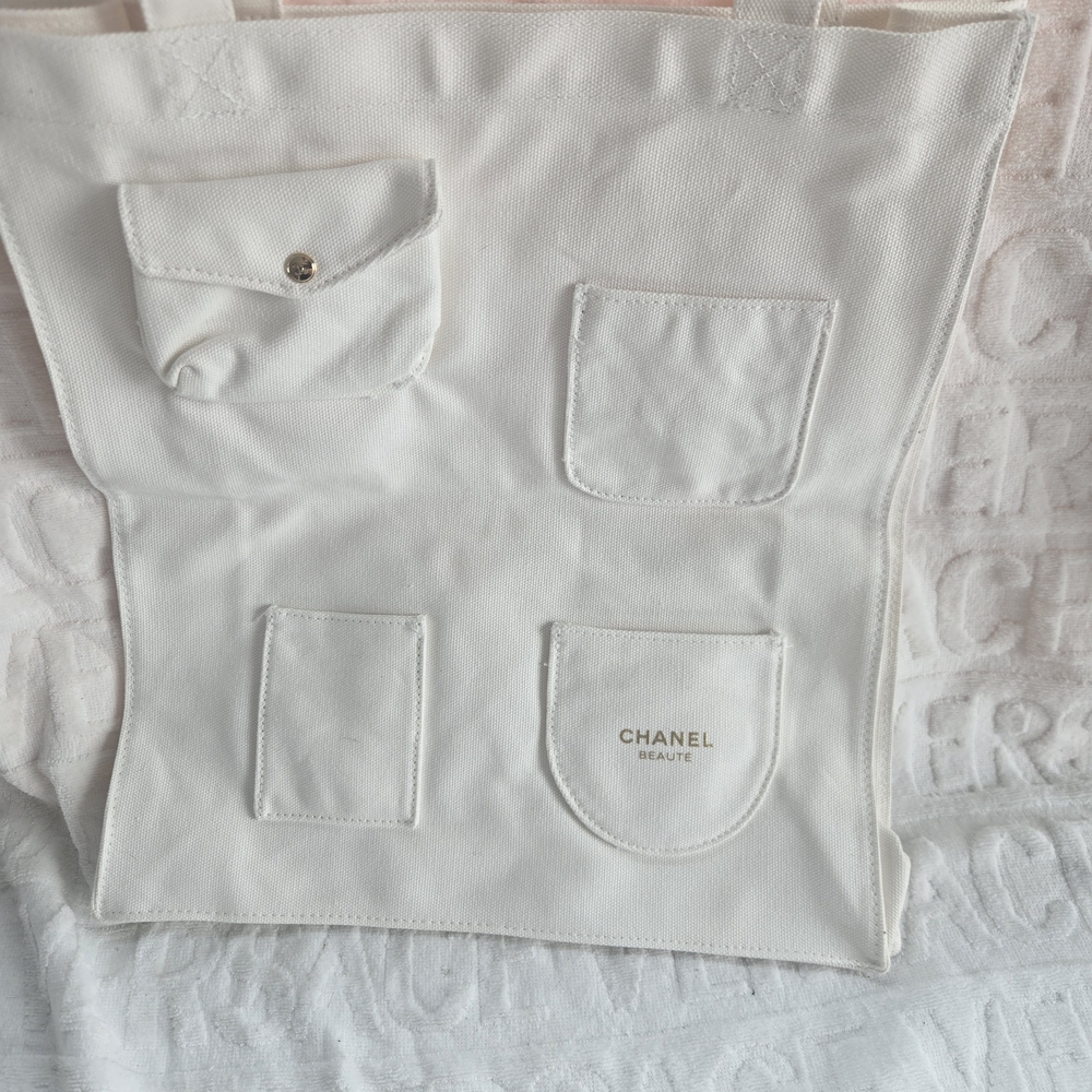 Chanel White Canvas Tote Bag